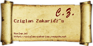 Cziglan Zakariás névjegykártya